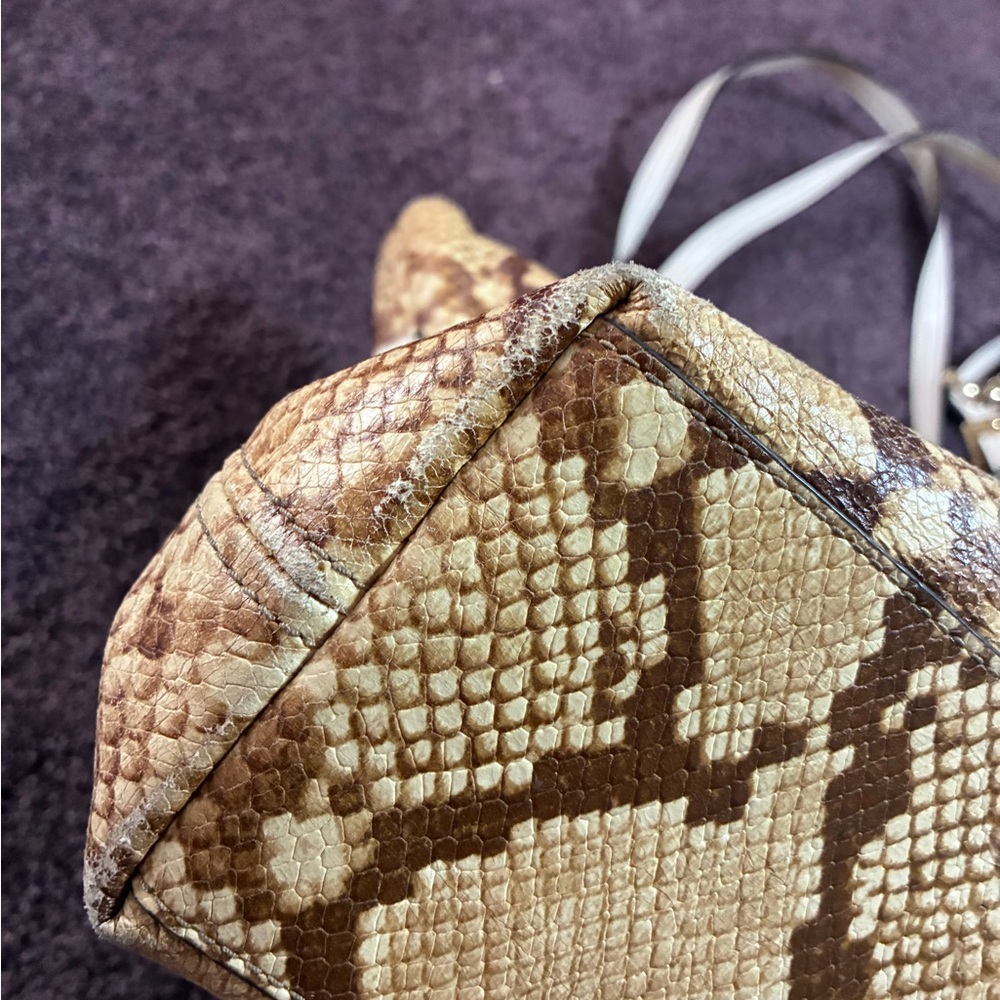 Michael Kors Snake Print Lenox Shoulder Bag & Wallet  Set - Tan and Brown large - Picture 5 of 13